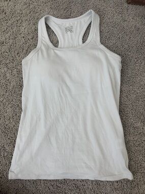 Women's White Ribbed Racerback Tank Top - Cooling Performance